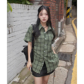 Clover Seersucker Oversized Check Shirt