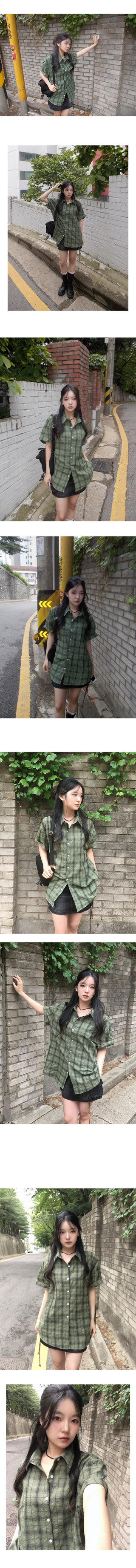 Clover Seersucker Oversized Check Shirt