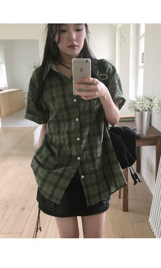Clover Seersucker Oversized Check Shirt