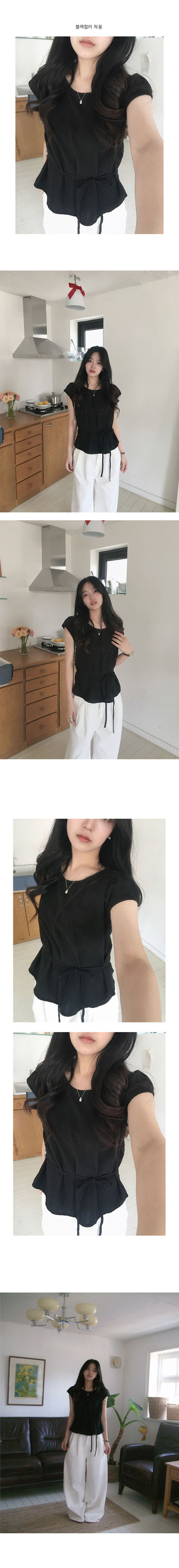 Garden Cap Sleeve Ribbon Short Sleeve Blouse