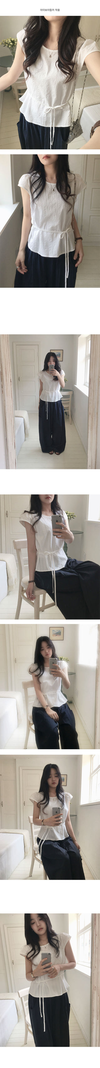 Garden Cap Sleeve Ribbon Short Sleeve Blouse