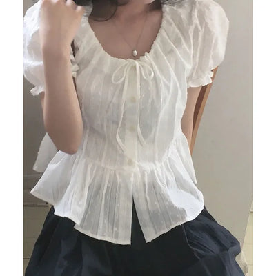 Mina Shirred Ribbon Blouse