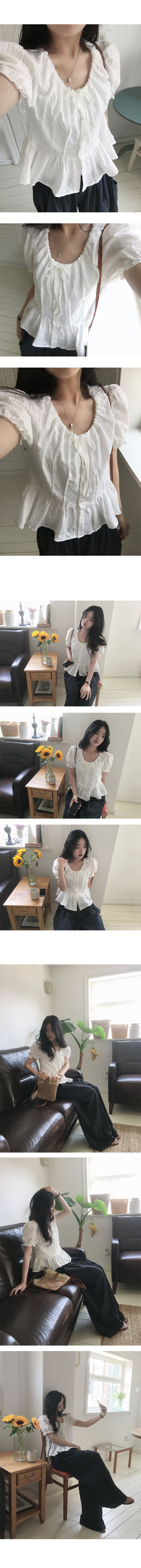 Mina Shirred Ribbon Blouse