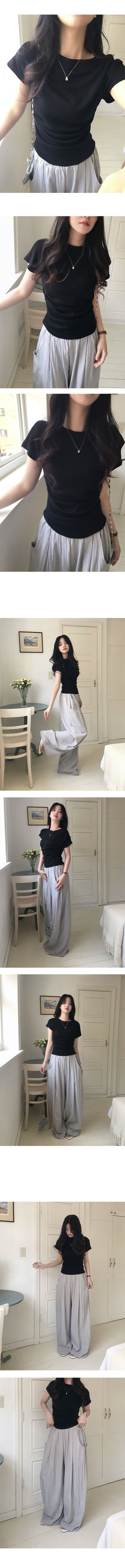 Elegant Drape Shirred T-shirt