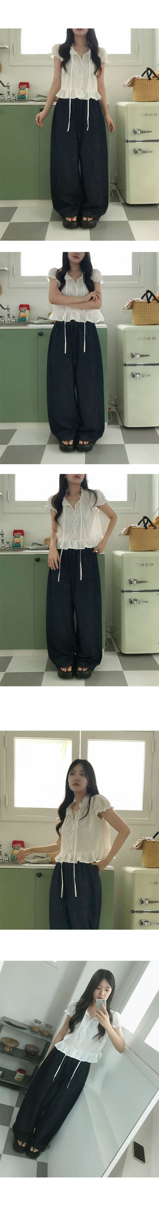 Forget-me-not Puff Shirred Blouse