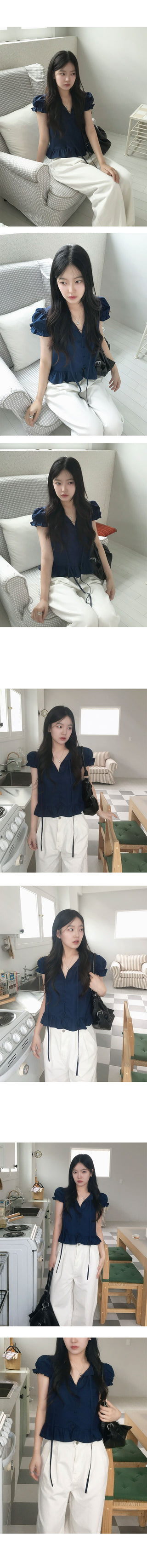 Forget-me-not Puff Shirred Blouse