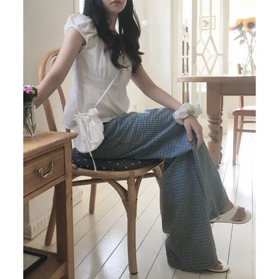 Blue Chip Check Elastic Waist Pants