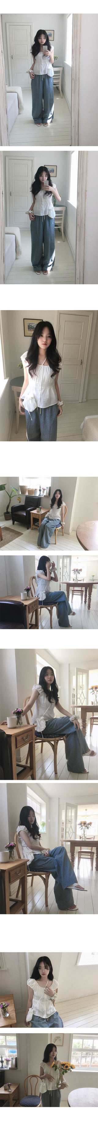 Blue Chip Check Elastic Waist Pants