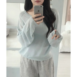 Water Pendant V-Neck Summer See-through Knit