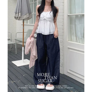 Miko Summer Denim Wide Elastic Waist Pants