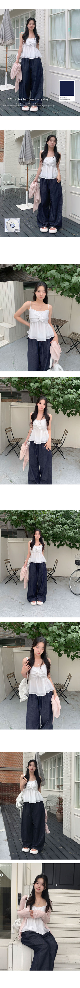 Miko Summer Denim Wide Elastic Waist Pants