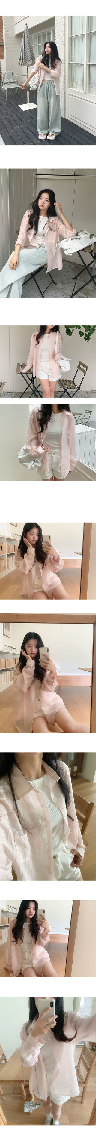Pink Chamomile See-through Stripe Shirt