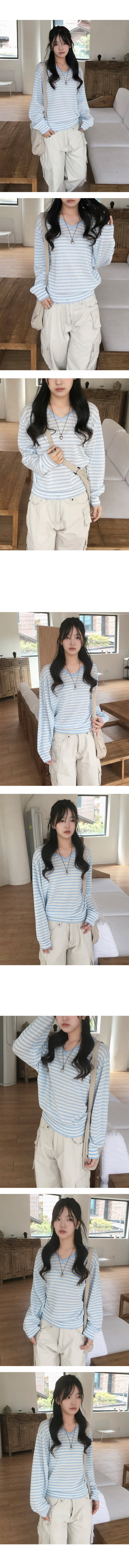 Watercolor Stripe V-Neck Knit