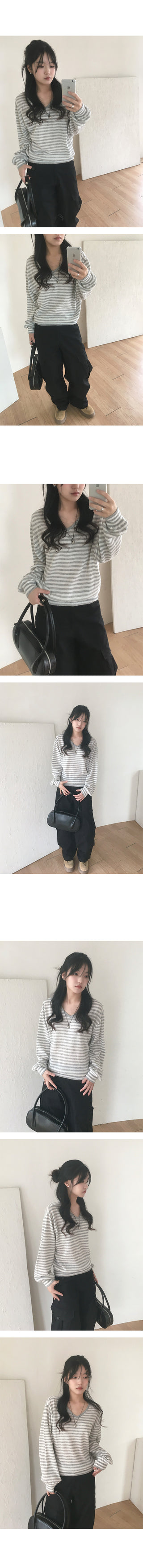 Watercolor Stripe V-Neck Knit