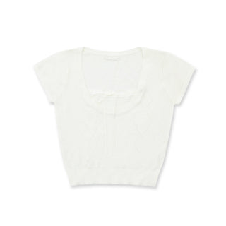 [MOROMORO] lace V-neck top