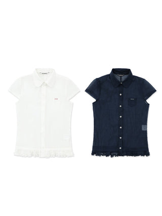 [MOROMORO] pleated shirt top