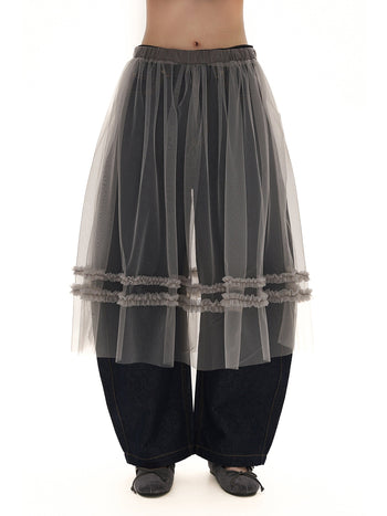 [MOROMORO] transparent mesh skirt