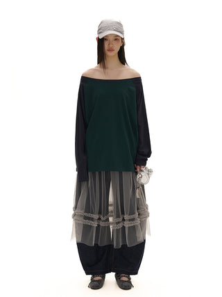 [MOROMORO] transparent mesh skirt