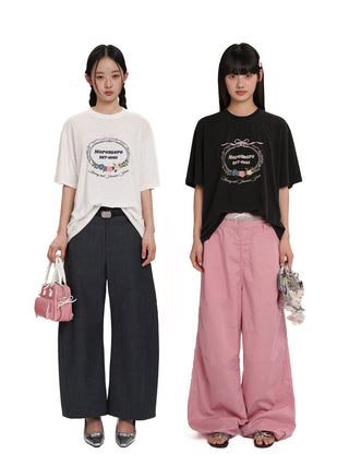 [MOROMORO] bow embroidered tee