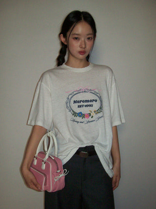 [MOROMORO] bow embroidered tee