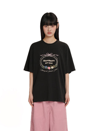 [MOROMORO] bow embroidered tee