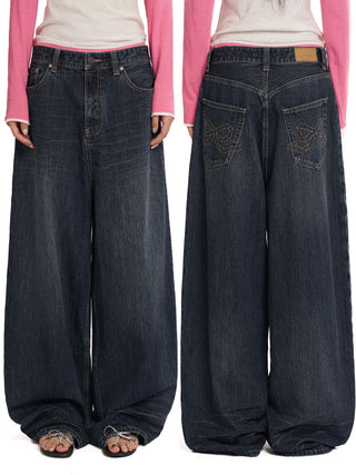 [MOROMORO] pocket denim trousers