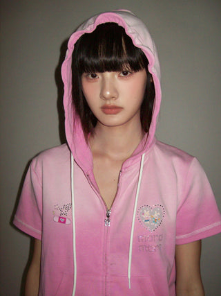 [MOROMORO] printed hoodie set