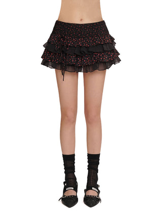 [MOROMORO] mesh pleated skirt