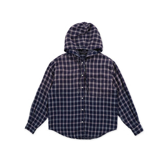 [MOROMORO] plaid hooded shirt