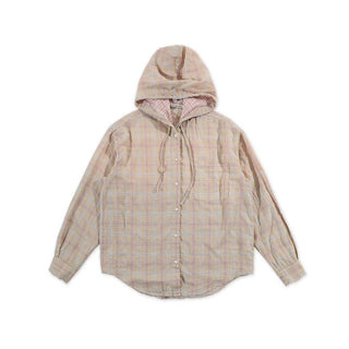 [MOROMORO] plaid hooded shirt