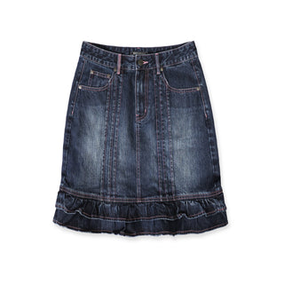 [MOROMORO] lace denim skirt