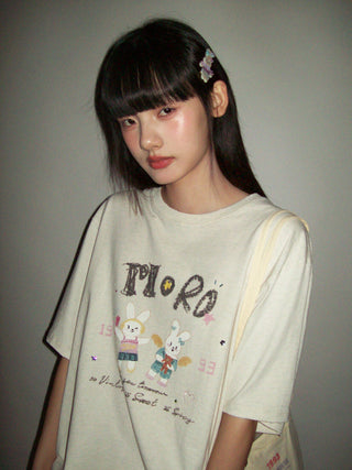 [MOROMORO] crayon rabbit tee