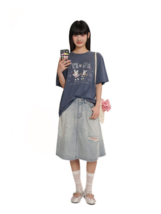 [MOROMORO] crayon rabbit tee