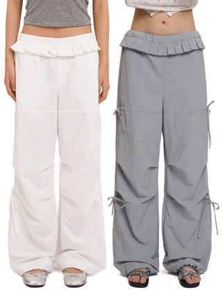 [MOROMORO] mesh parachute pants