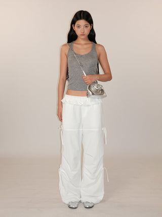 [MOROMORO] mesh parachute pants