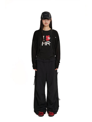 [MOROMORO] mesh parachute pants