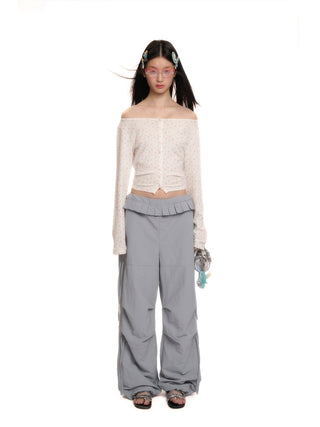 [MOROMORO] mesh parachute pants
