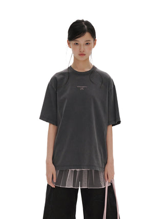 [MOROMORO] bow embroidered tee