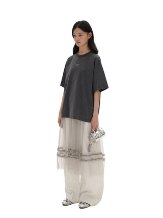[MOROMORO] bow embroidered tee
