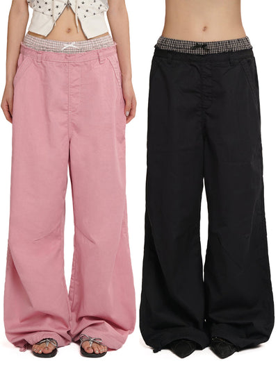 [MOROMORO] patchwork casual pants