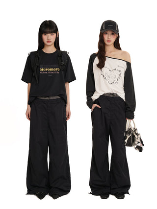 [MOROMORO] patchwork casual pants