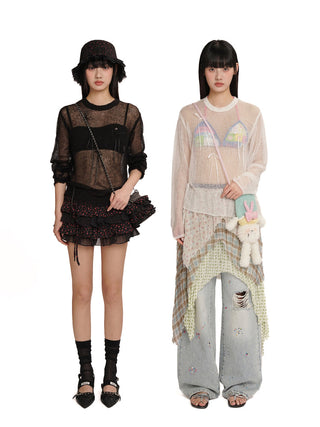 [MOROMORO] bow tassel blouse