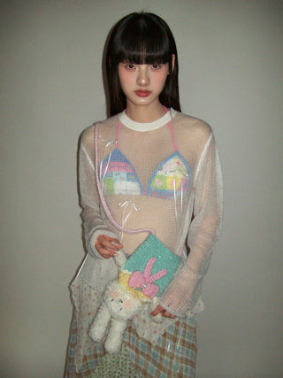 [MOROMORO] bow tassel blouse