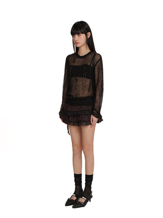 [MOROMORO] bow tassel blouse