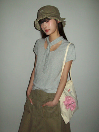 [MOROMORO] bow bucket hat