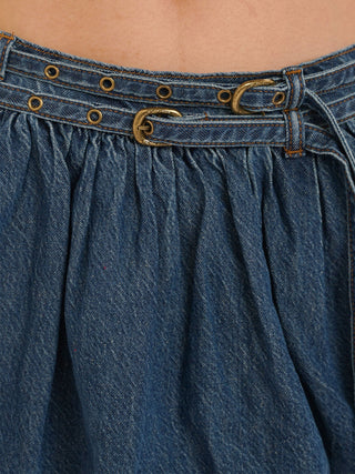 [MOROMORO] adjustable denim skirt