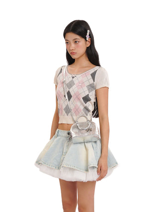 [MOROMORO] ribbon puff shirt