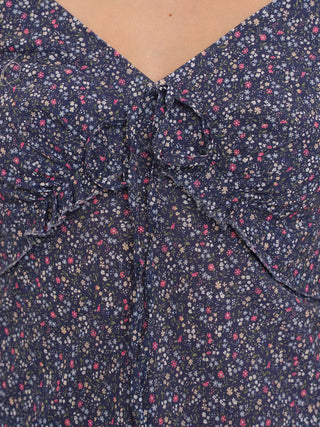 [MOROMORO] floral mesh top