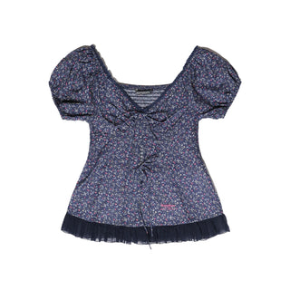 [MOROMORO] floral mesh top