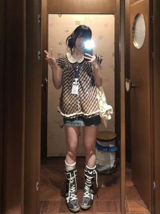 [MOROMORO] plaid suspender skirt
